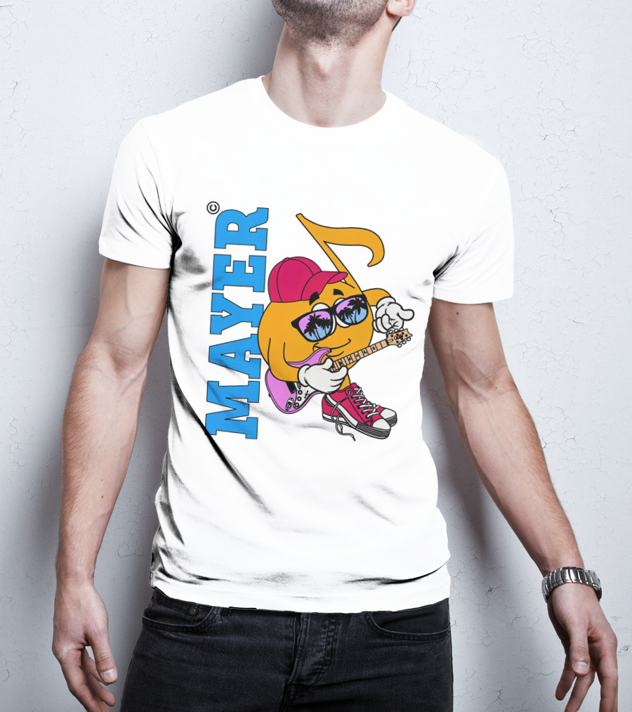 Mayer Sob Rock Merch Music Note Character With Guitar And Sunglasses T-Shirt