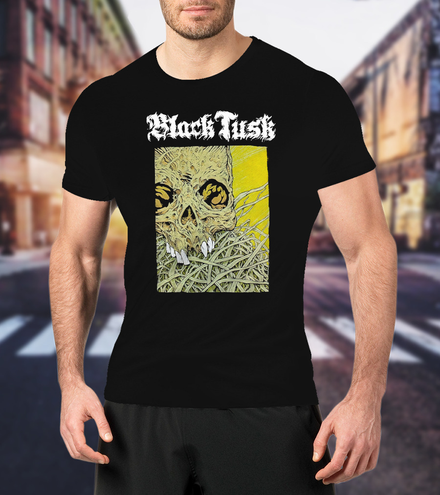 Night Shift Merch Chris Baines Black Tusk Heavy Metal Skull T-Shirt