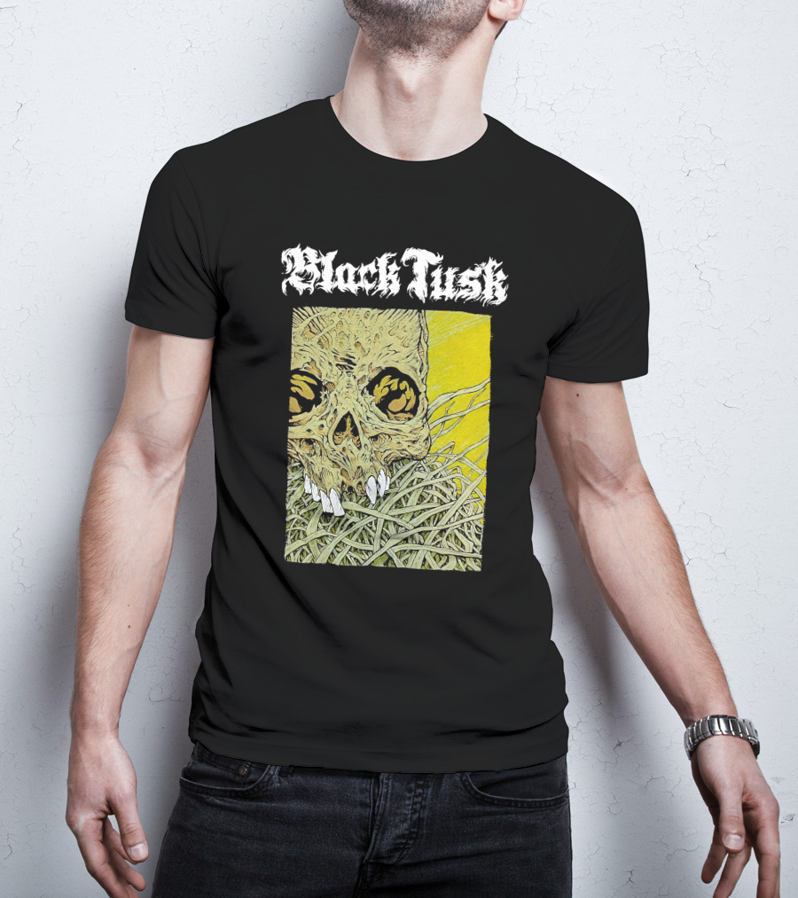 Night Shift Merch Chris Baines Black Tusk Heavy Metal Skull T-Shirt