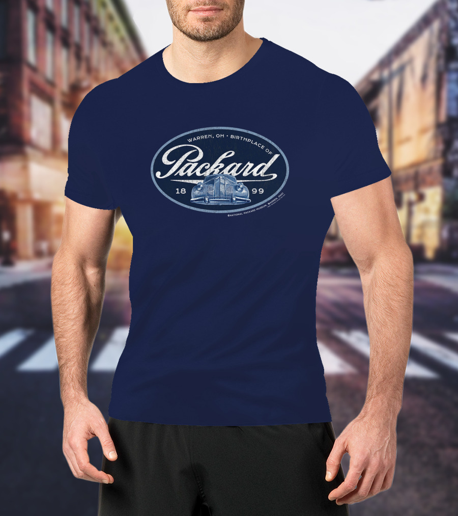 Warren OH Birthplace Of Packard 1899 Vintage Car Grill Navy Tonal T-Shirt