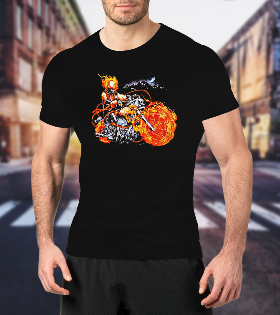 Hangman Adam Page Ghost Rider Flaming Motorcycle Mattmac1012 T-Shirt