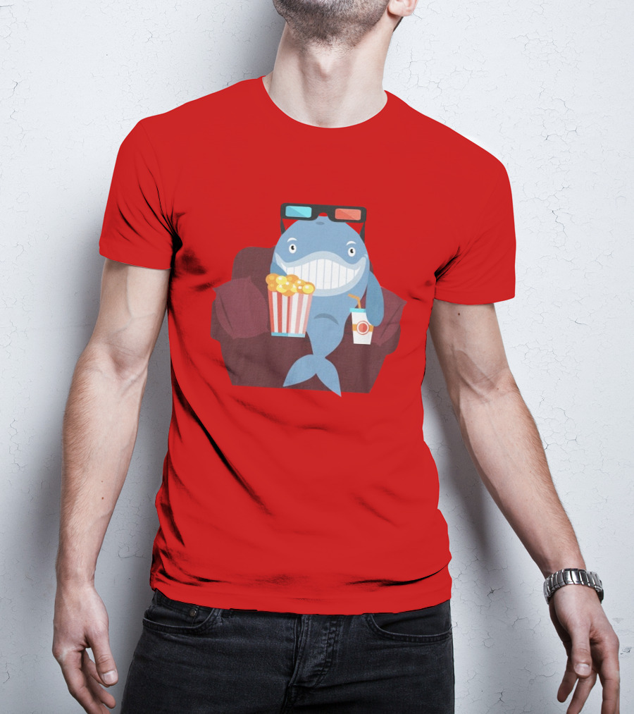 Pete G Whales Popcorn 3D Glasses Cinema T-Shirt