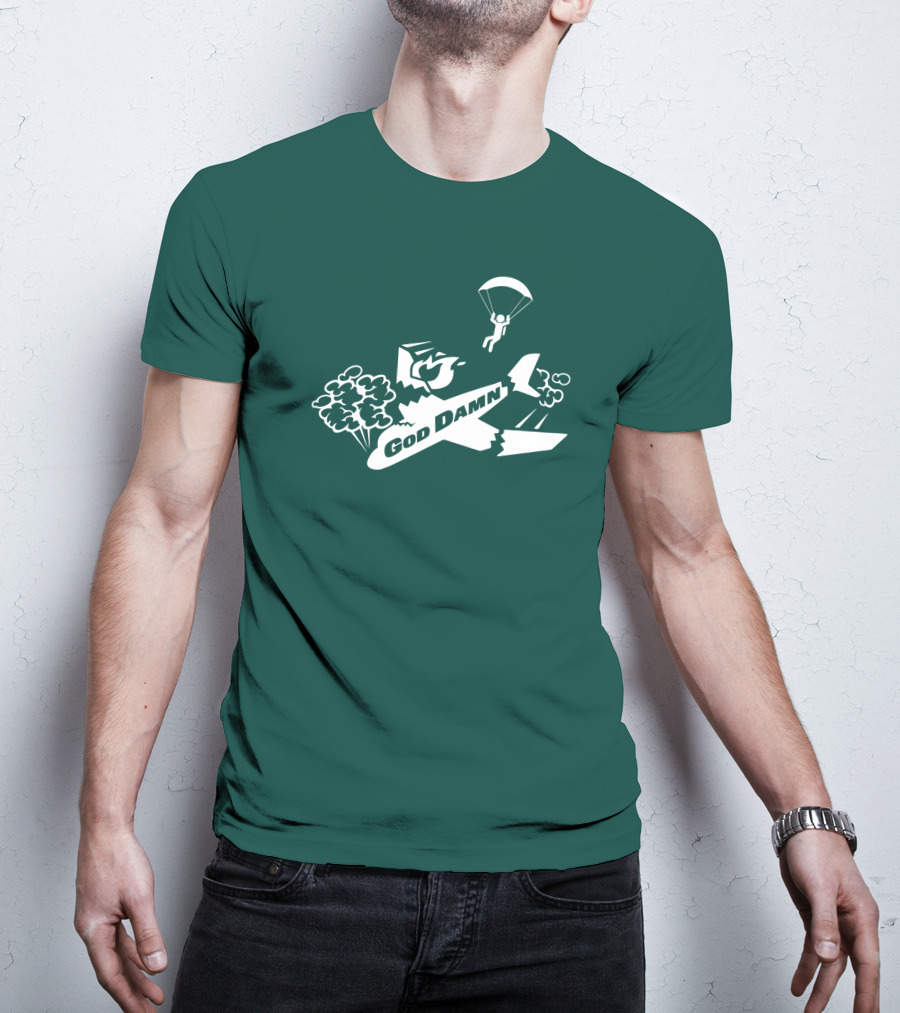 God Damn 3.0 Airplane Parachute Text Kfc T-Shirt