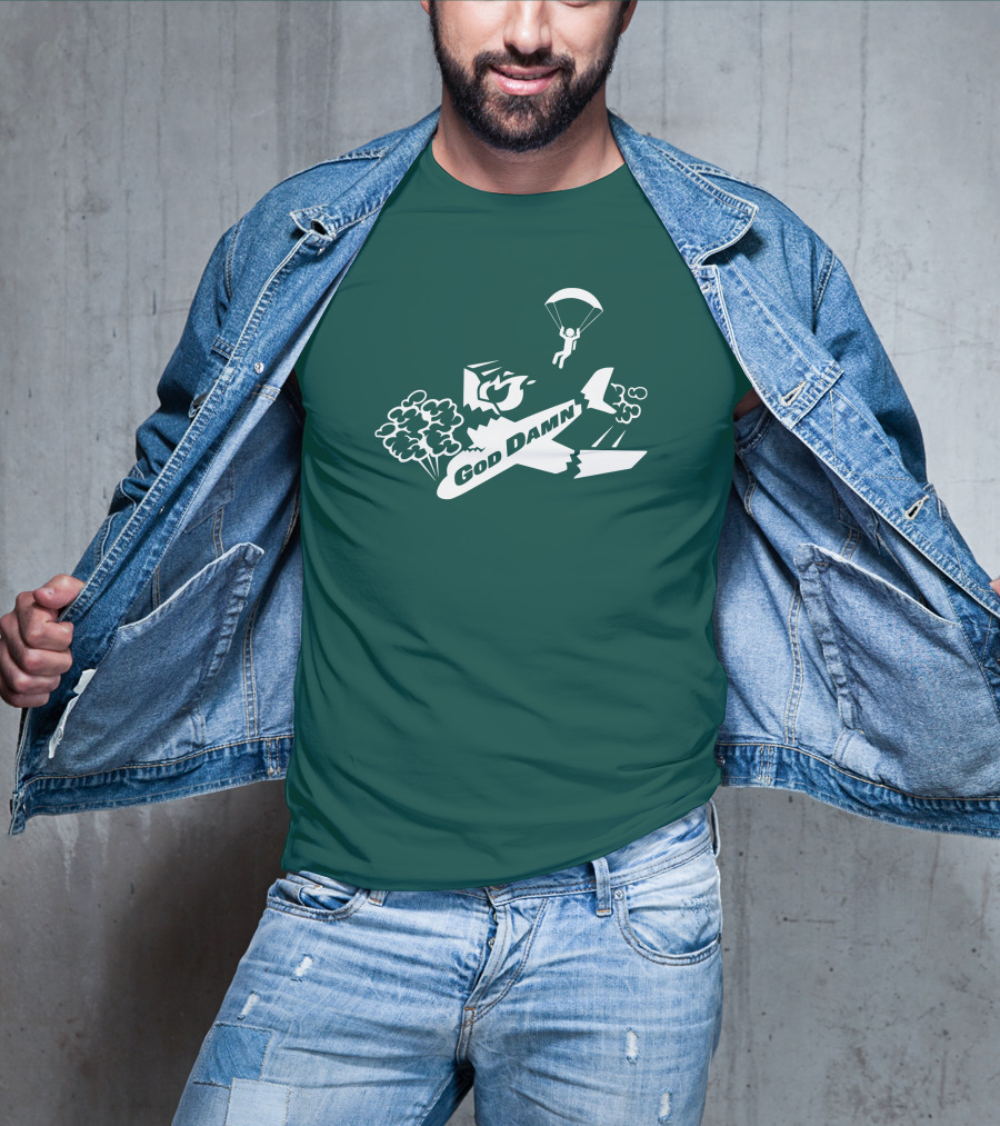 God Damn 3.0 Airplane Parachute Text Kfc T-Shirt