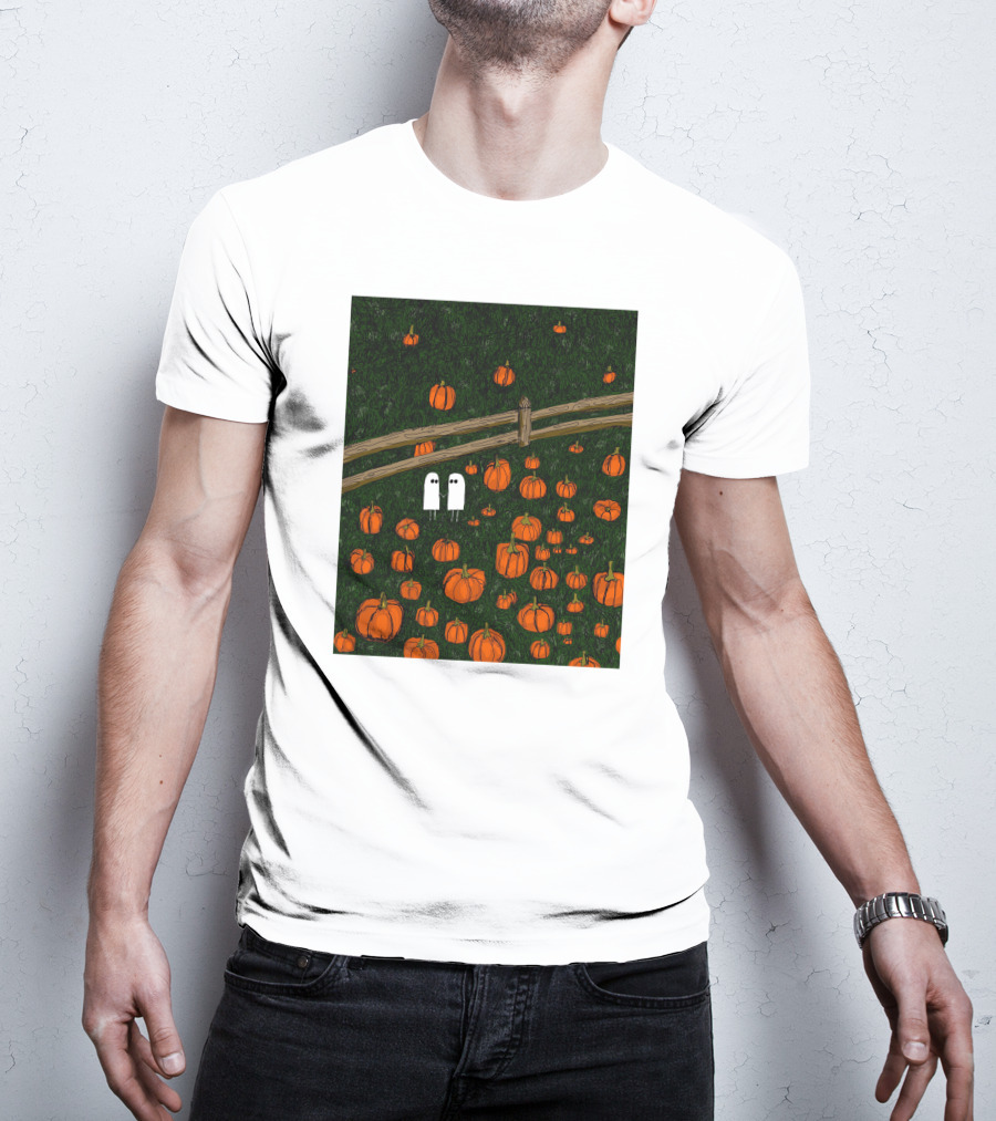 Nadiatheartist Shop Date Night Ghosts In Pumpkin Patch T-Shirt