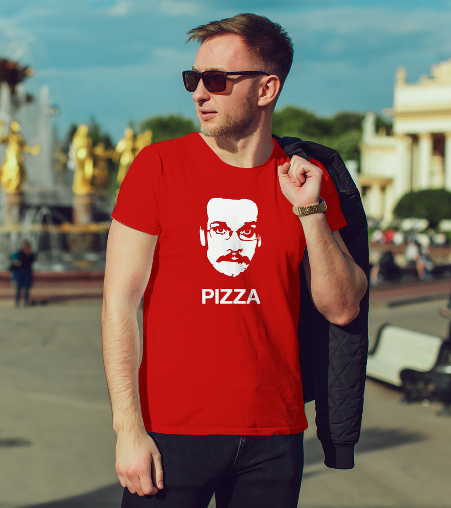 Drawfee Merch Pizza John DFTBA Face Silhouette Red T-Shirt