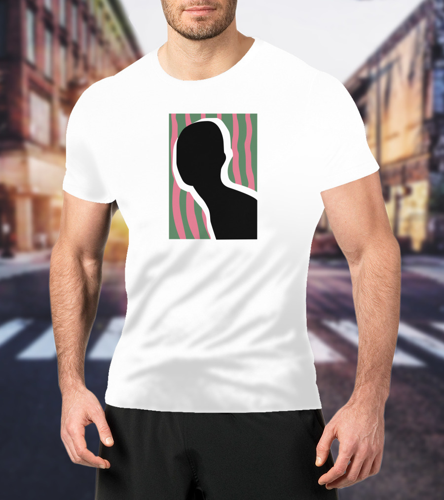 Everpress Shop Inner Talk Silhouette With Pink And Green Wavy Background T-Shirt