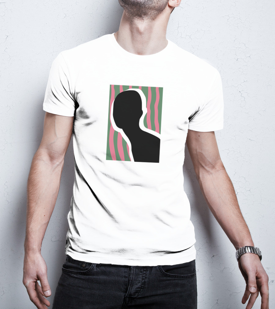 Everpress Shop Inner Talk Silhouette With Pink And Green Wavy Background T-Shirt