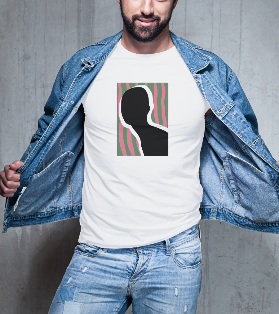 Everpress Shop Inner Talk Silhouette With Pink And Green Wavy Background T-Shirt