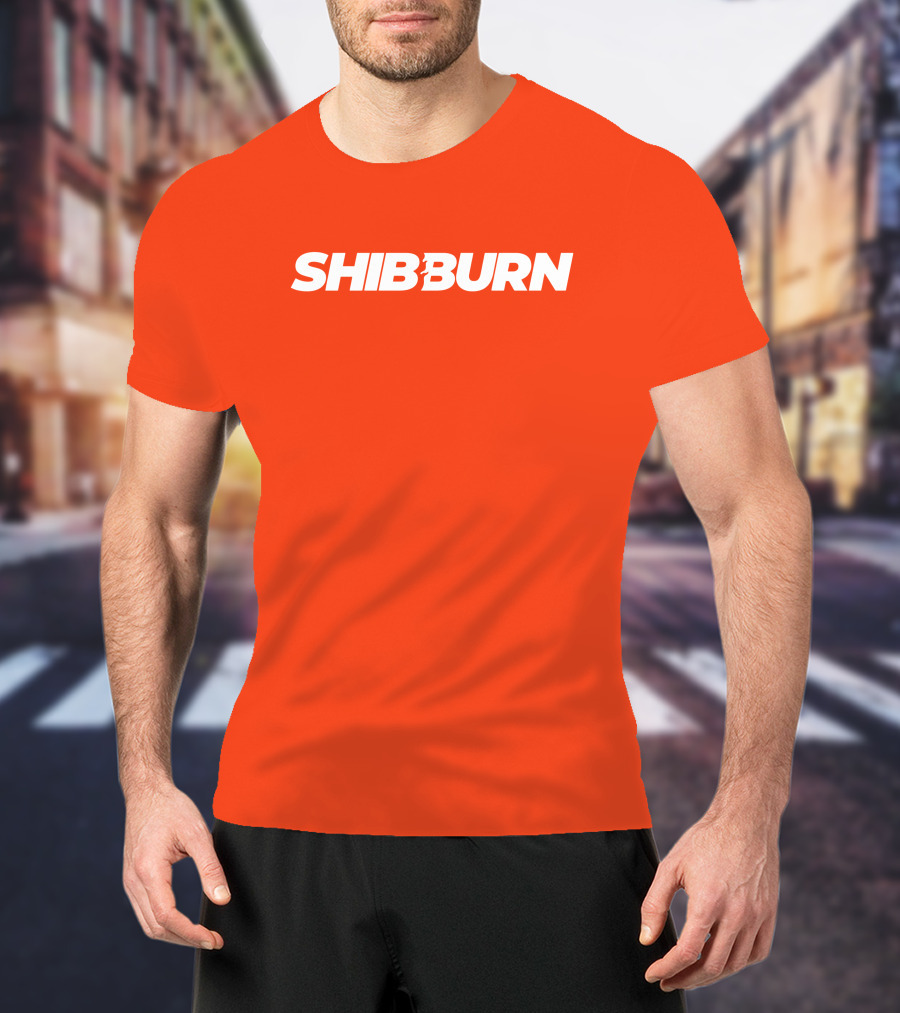 Shibburn Cryptocurrency Concept Bold White Text On Vibrant Orange Background T-Shirt