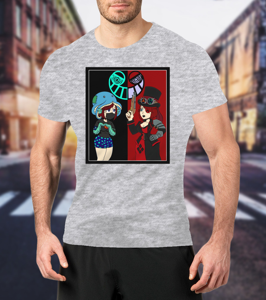 Frenemies Forever Threadless Blowing Off Steam Misssteam Steampunk And Aquatic Duel T-Shirt