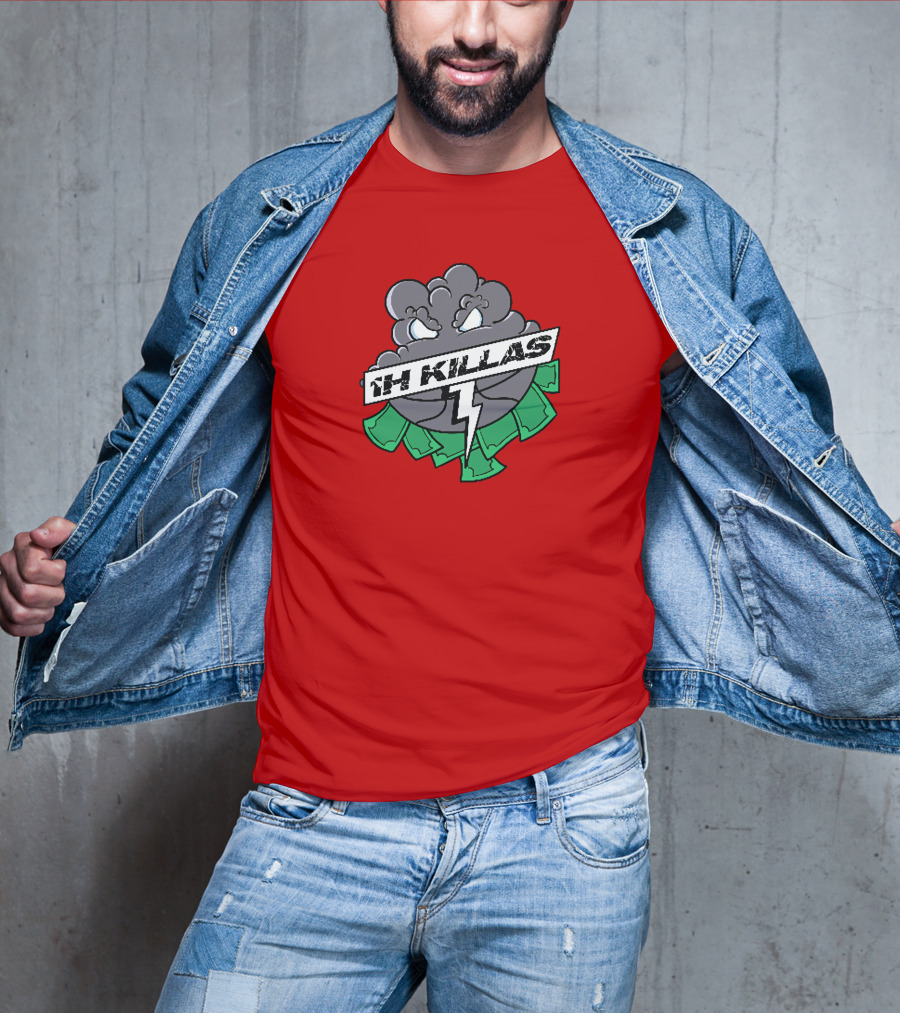 1H Killas Angry Cloud With Lightning And Money T-Shirt