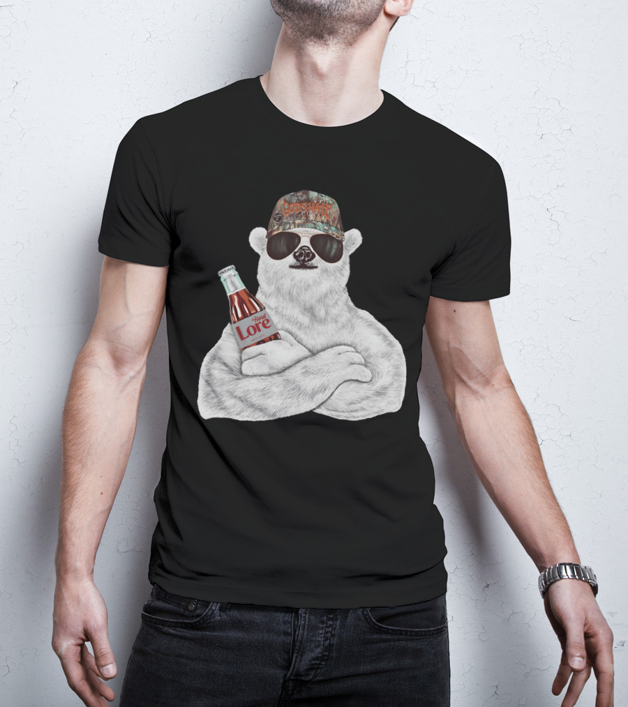 Crosswater Hardlore Polar Bear With Sunglasses And Soda Bottle T-Shirt