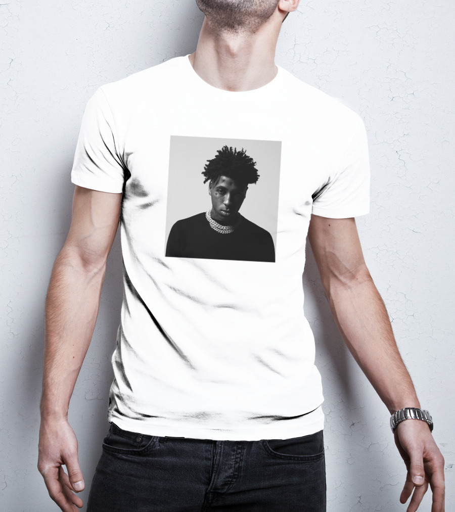Youngboy Monochrome Portrait Black Sweater Chain T-Shirt