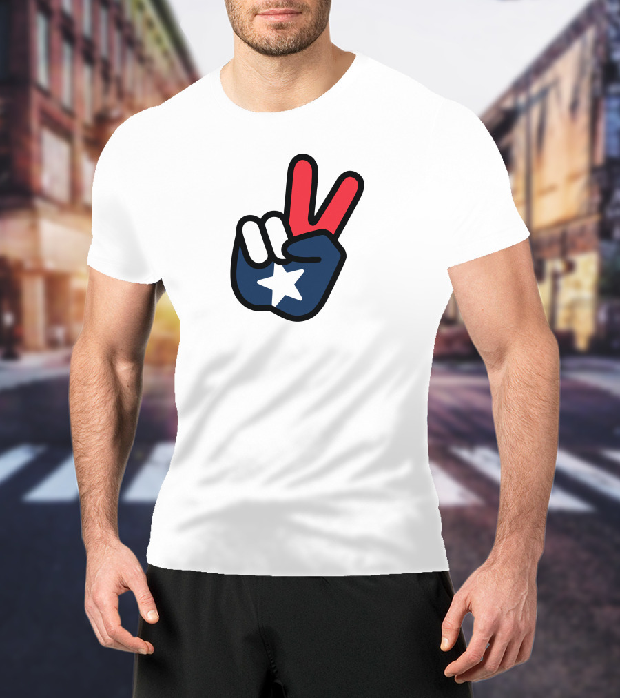 Peace Sign American Flag Star Gesture T-Shirt