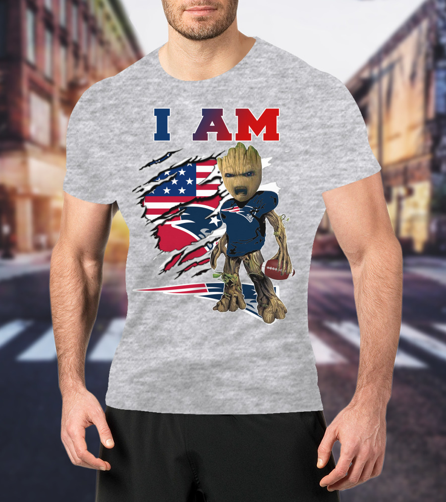 I Am Patriots Baby Groot Football Fan T-Shirt