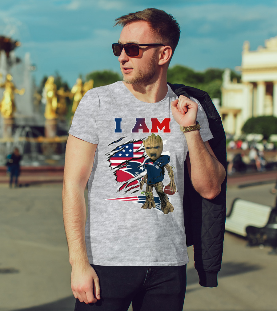 I Am Patriots Baby Groot Football Fan T-Shirt
