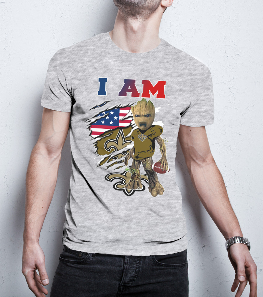 I Am Baby Groot Saints Football Team Spirit T-Shirt