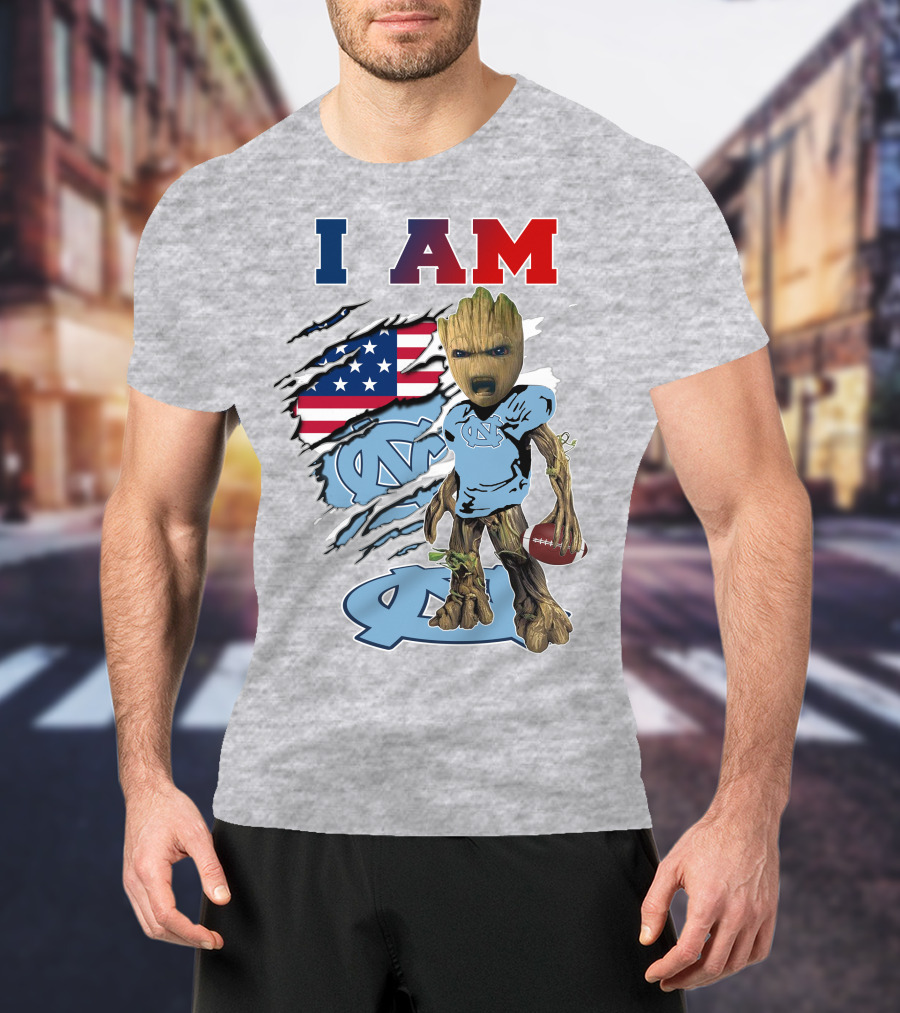 I Am Groot North Carolina Tar Heels Football USA Flag T-Shirt