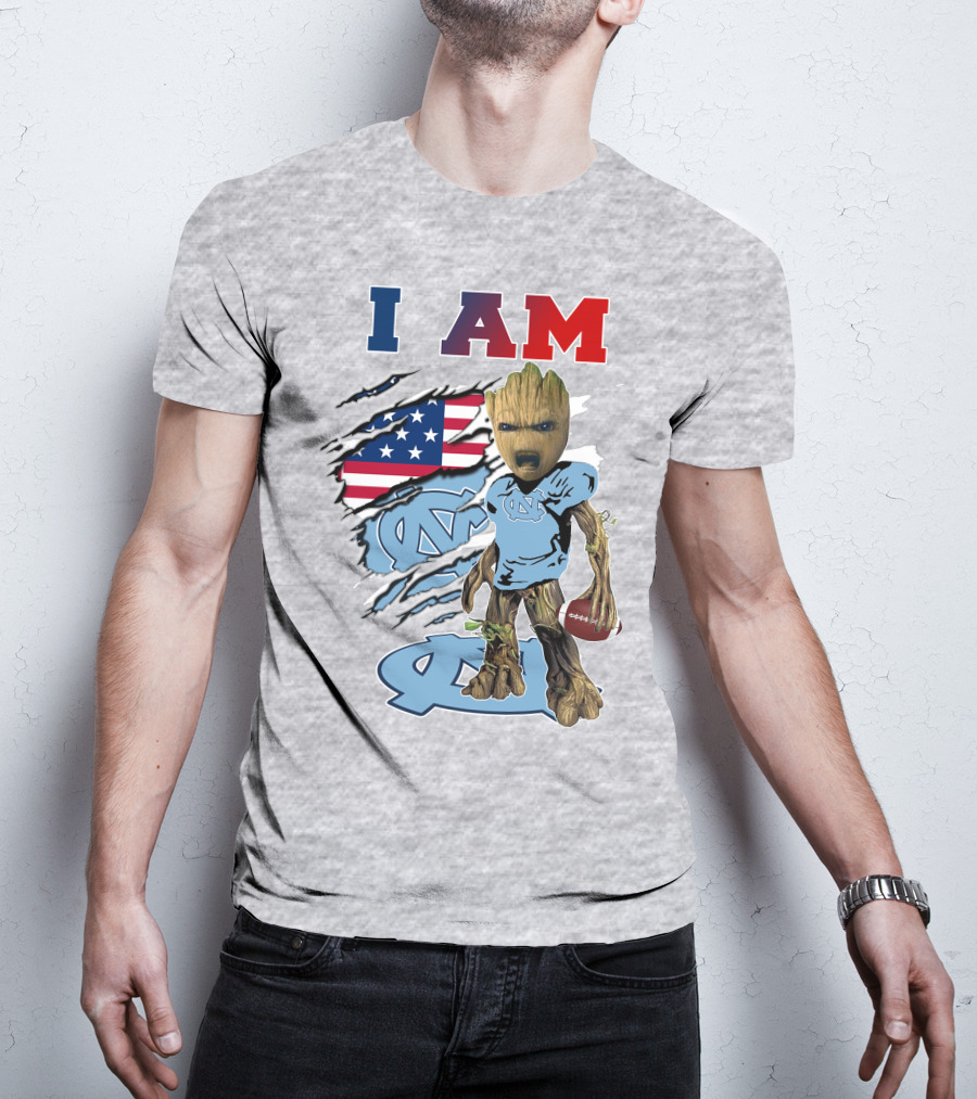 I Am Groot North Carolina Tar Heels Football USA Flag T-Shirt