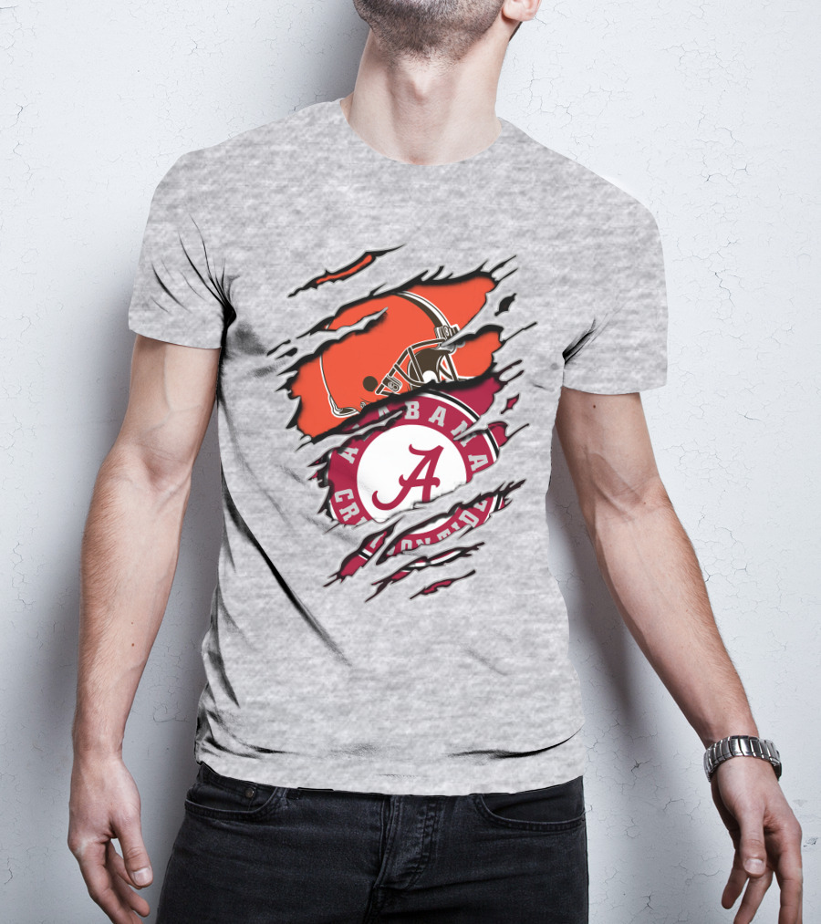Alabama Crimson Tide Cleveland Browns Football Fan Crossover T-Shirt