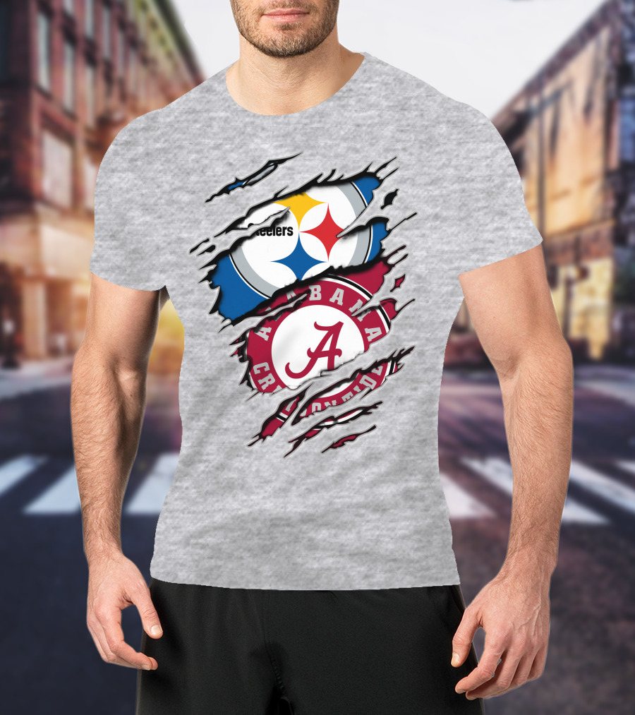 Alabama Crimson Tide Steelers Logo Crossover T-Shirt