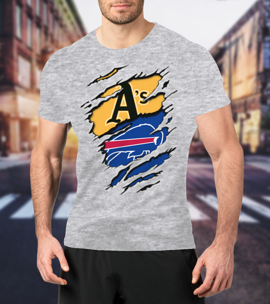 Buffalo Bills Oakland Athletics Mashup Tear T-Shirt