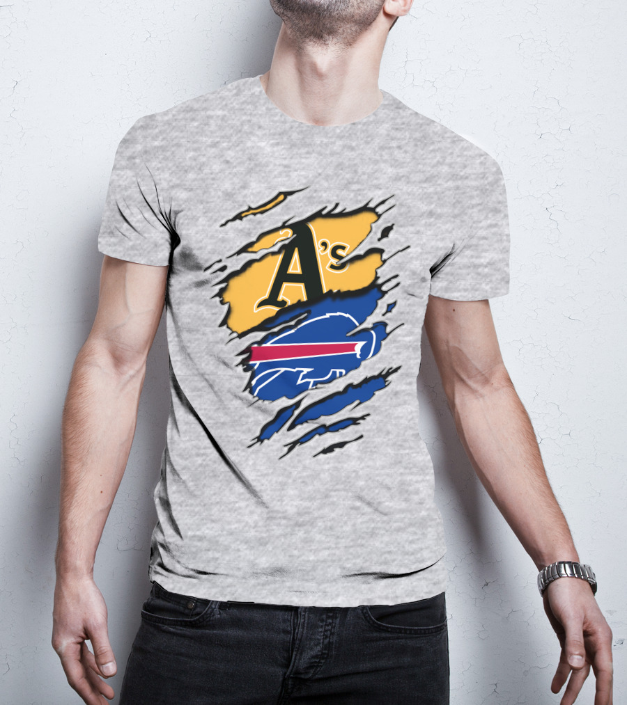 Buffalo Bills Oakland Athletics Mashup Tear T-Shirt