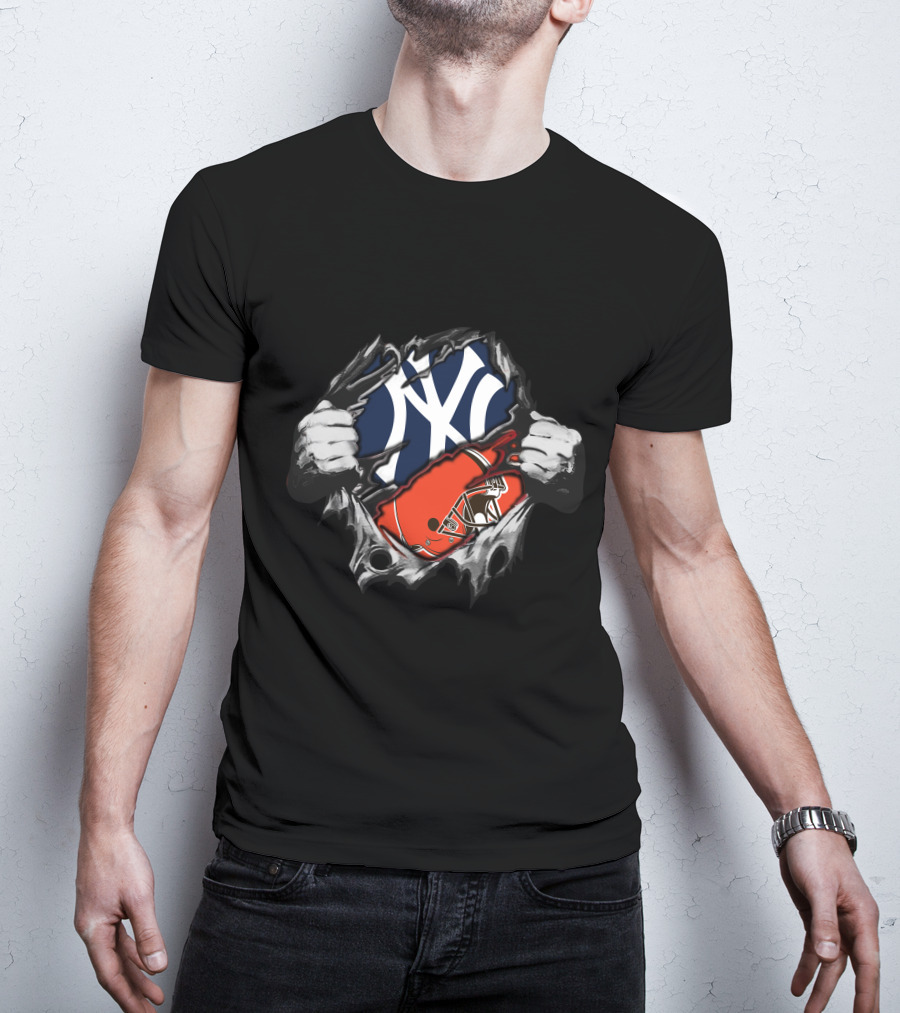 Brown Yankees New York Cleveland Browns Fusion T-Shirt