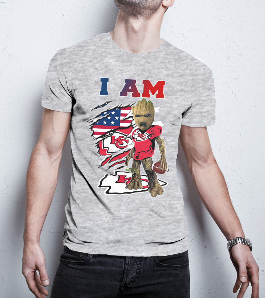 I Am Kc Chiefs Groot Football Usa Flag T-Shirt