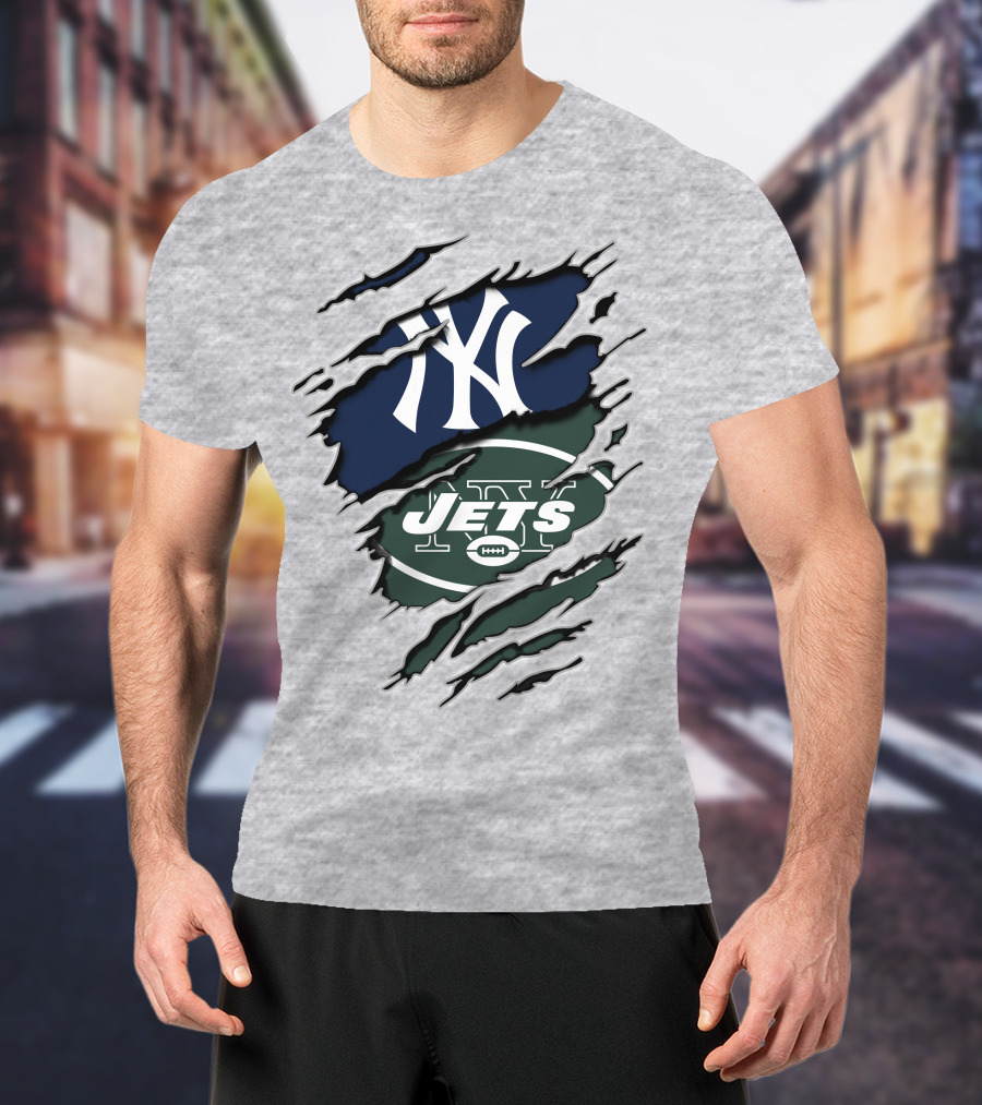 Yankees Jets Logo Mashup Sports T-Shirt