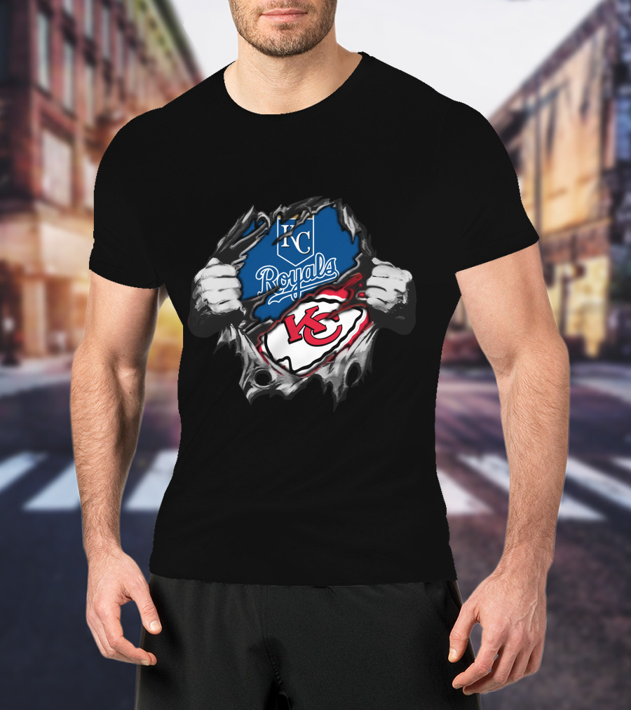 Kansas City Royals Chiefs KC Logo Fan Fusion T-Shirt
