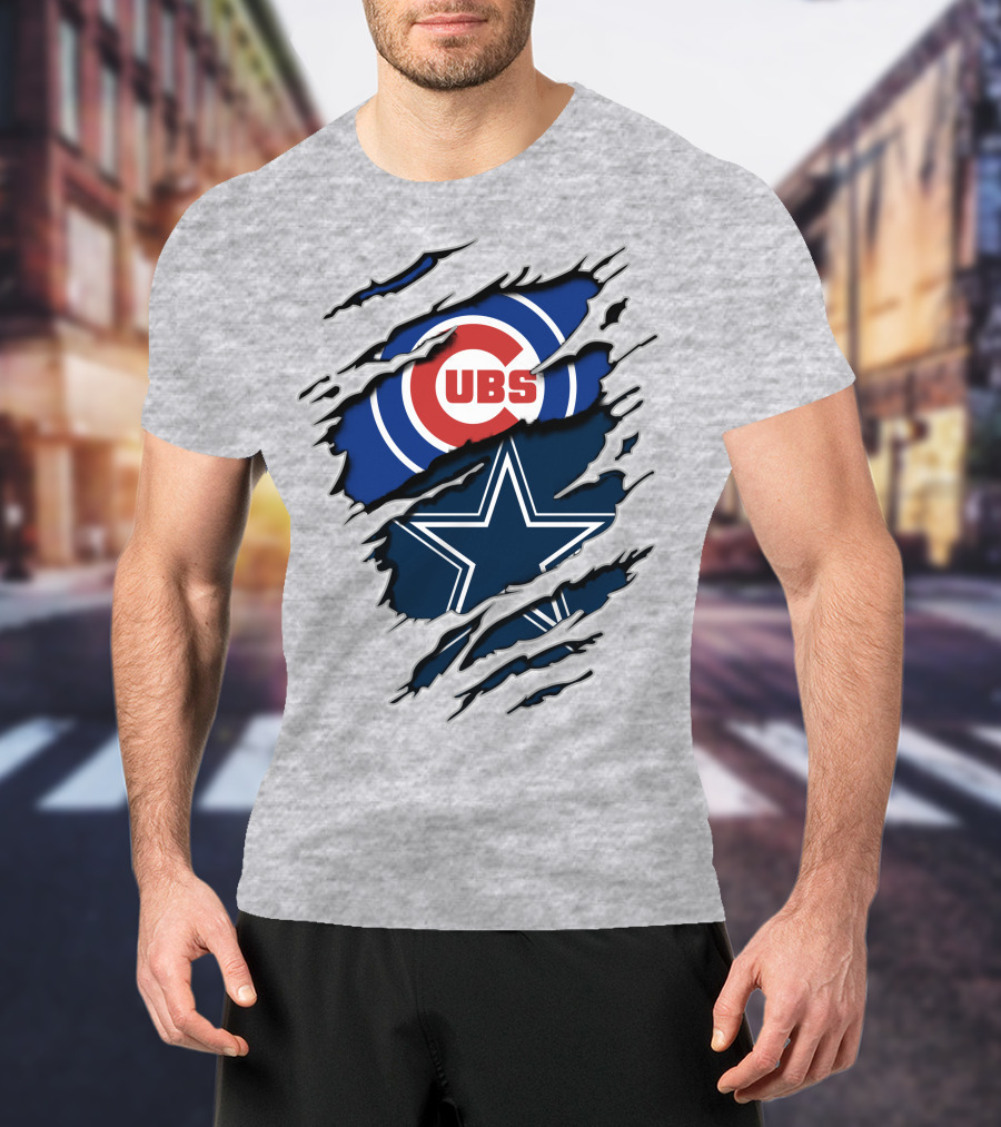 Cubs And Cowboys Fan Symbol Fusion T-Shirt