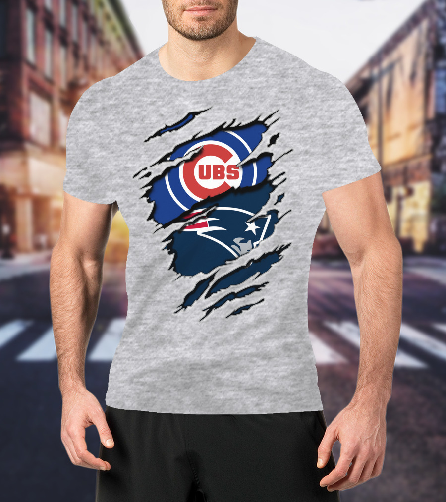 Cubs Patriots Logo Mashup Fan T-Shirt