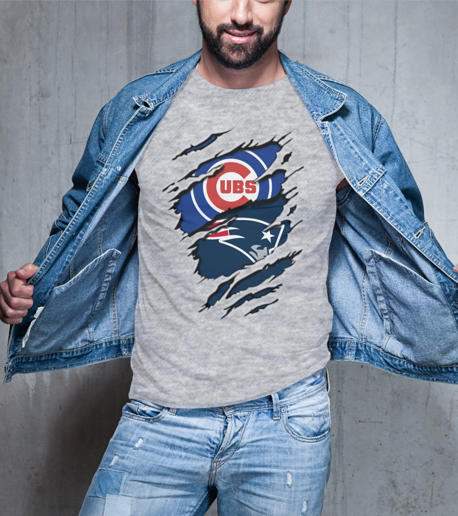 Cubs Patriots Logo Mashup Fan T-Shirt