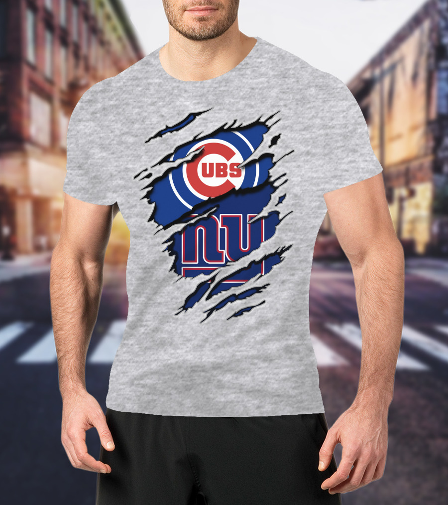 Cubs Giants Logo Fusion Ripped T-Shirt