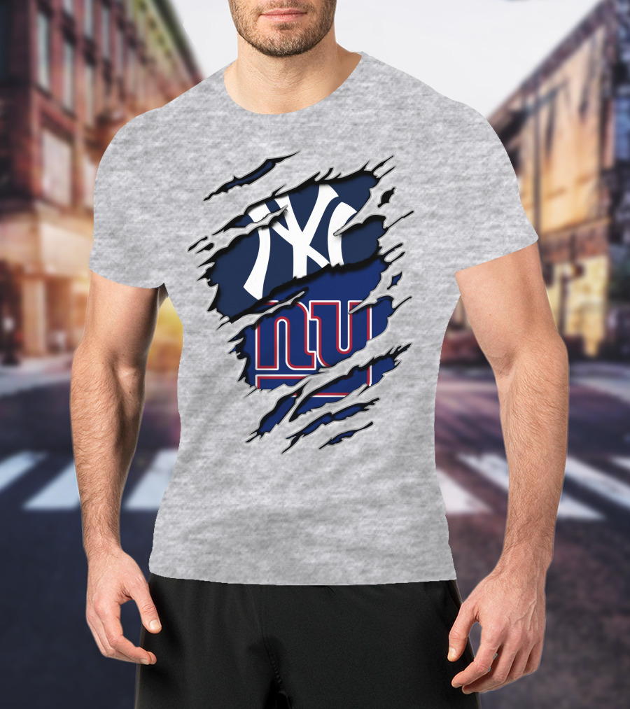 New York Yankees Ny Giants Ripped T-Shirt