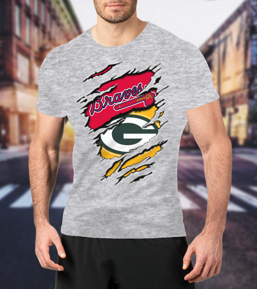 Braves Packers Torn Logo Mashup T-Shirt