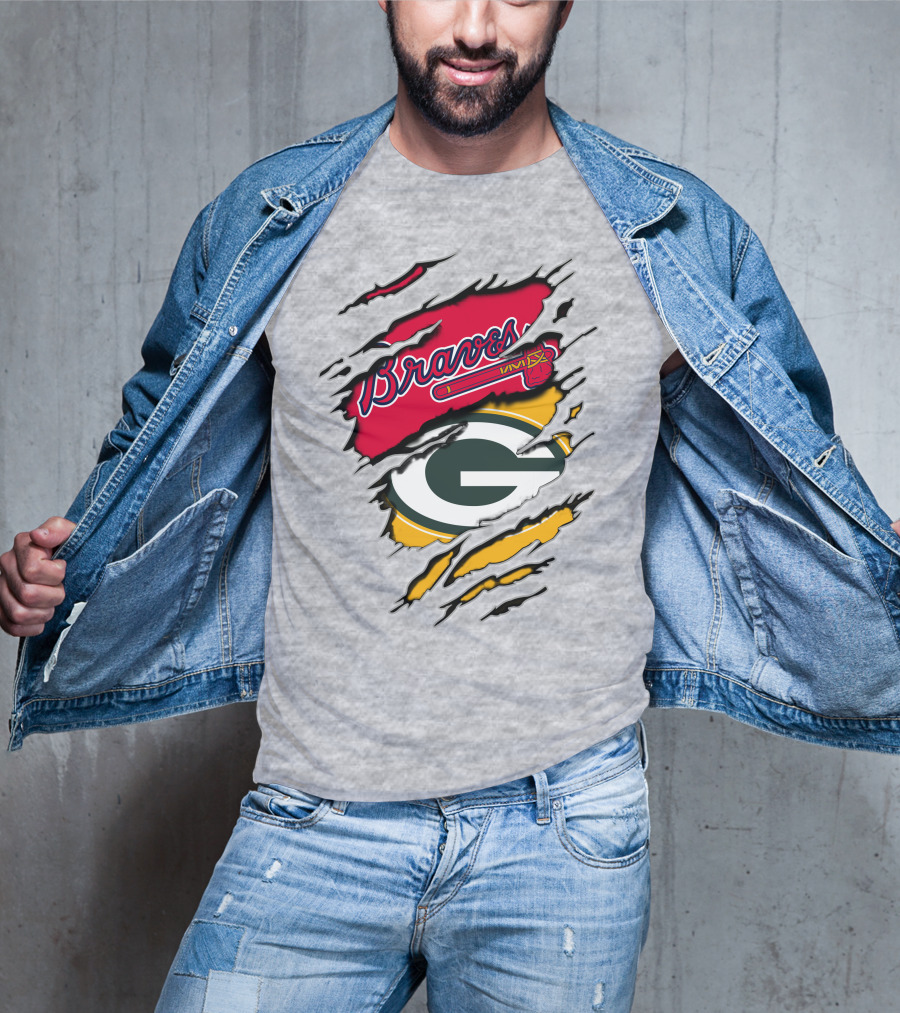 Braves Packers Torn Logo Mashup T-Shirt