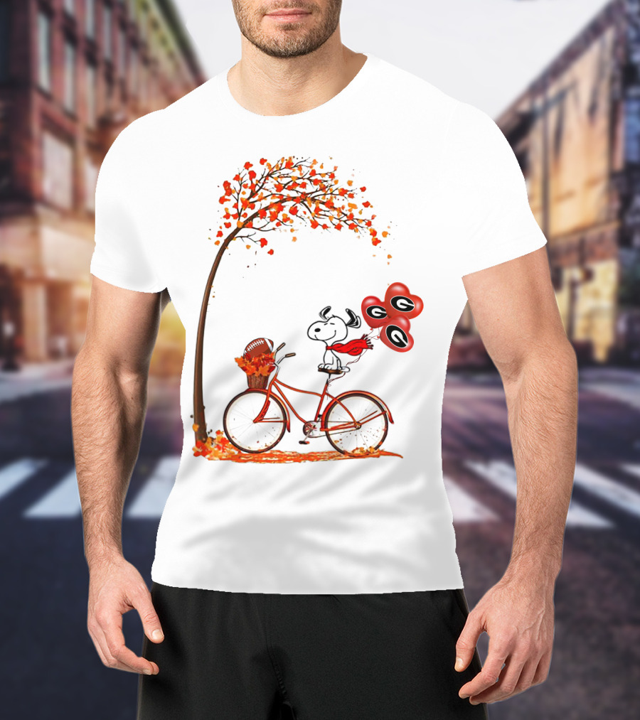 Snoopy Georgia Football Fall Bicycle Balloons T-Shirt