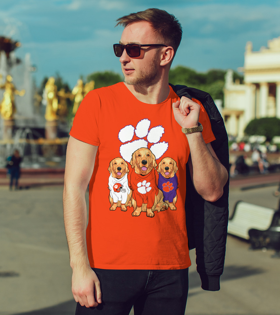 Clemson Tigers Golden Retrievers Trio T-Shirt