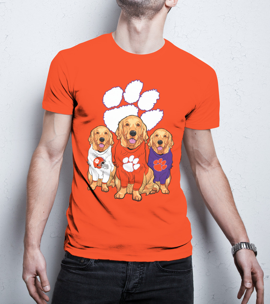 Clemson Tigers Golden Retrievers Trio T-Shirt