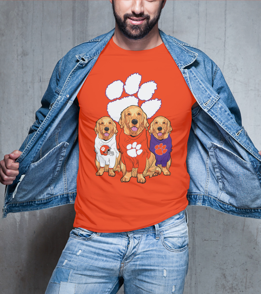Clemson Tigers Golden Retrievers Trio T-Shirt