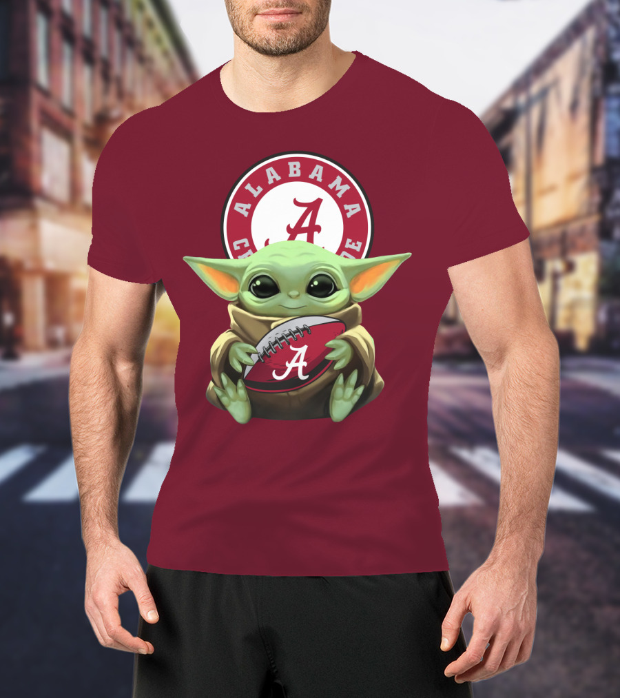 Baby Yoda Alabama Crimson Tide Football Fan T-Shirt