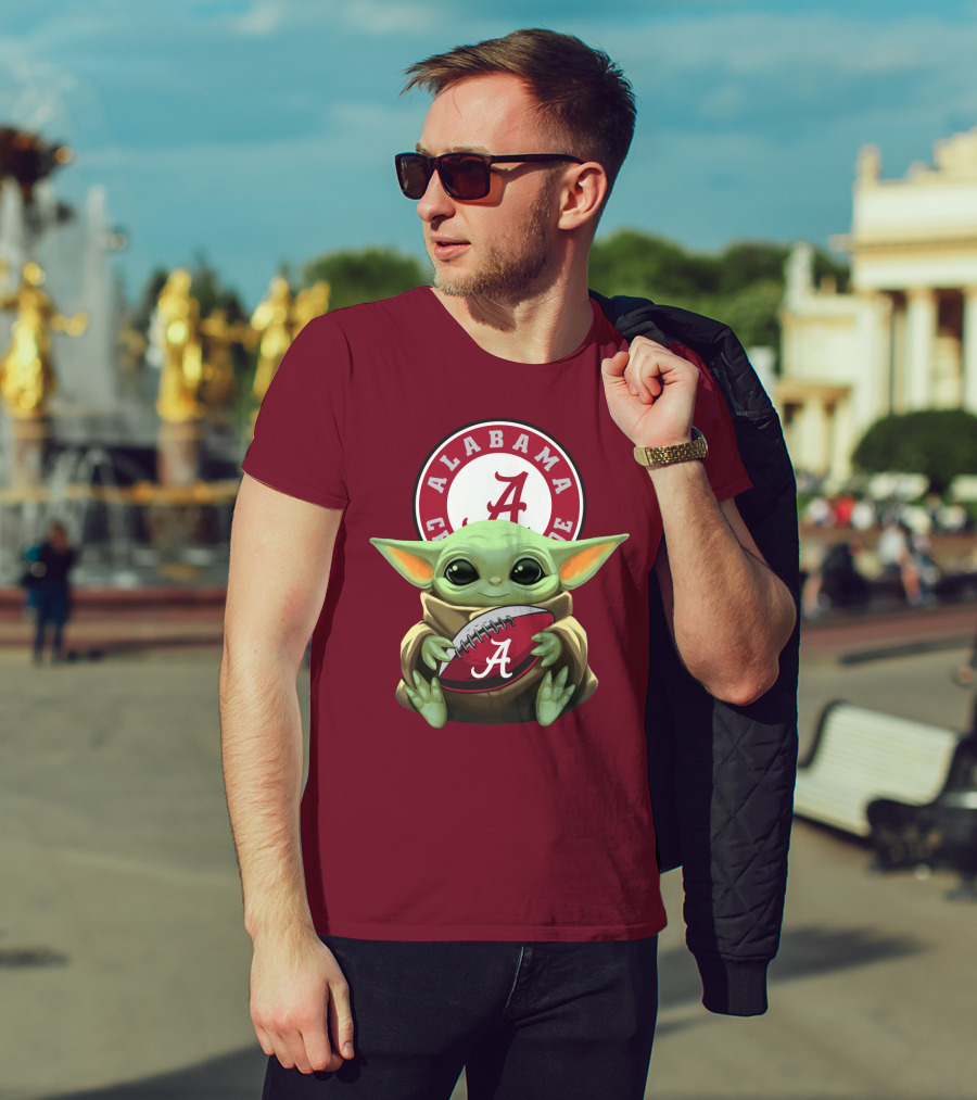 Baby Yoda Alabama Crimson Tide Football Fan T-Shirt