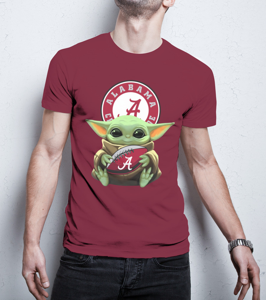 Baby Yoda Alabama Crimson Tide Football Fan T-Shirt