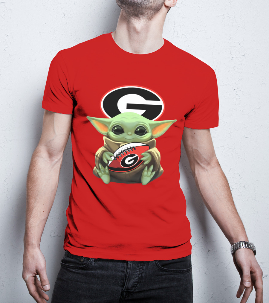 Baby Yoda Georgia Bulldogs Football Fan T-Shirt