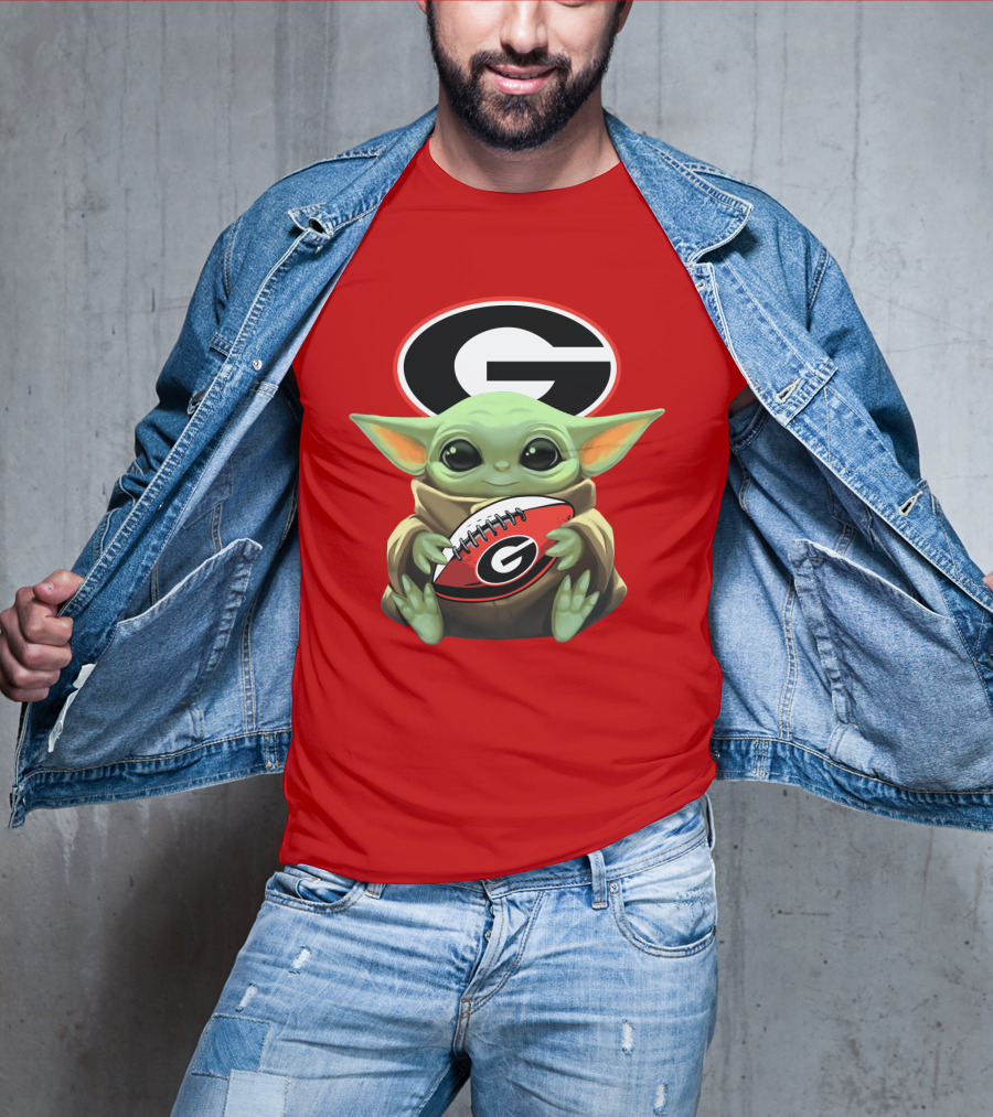 Baby Yoda Georgia Bulldogs Football Fan T-Shirt