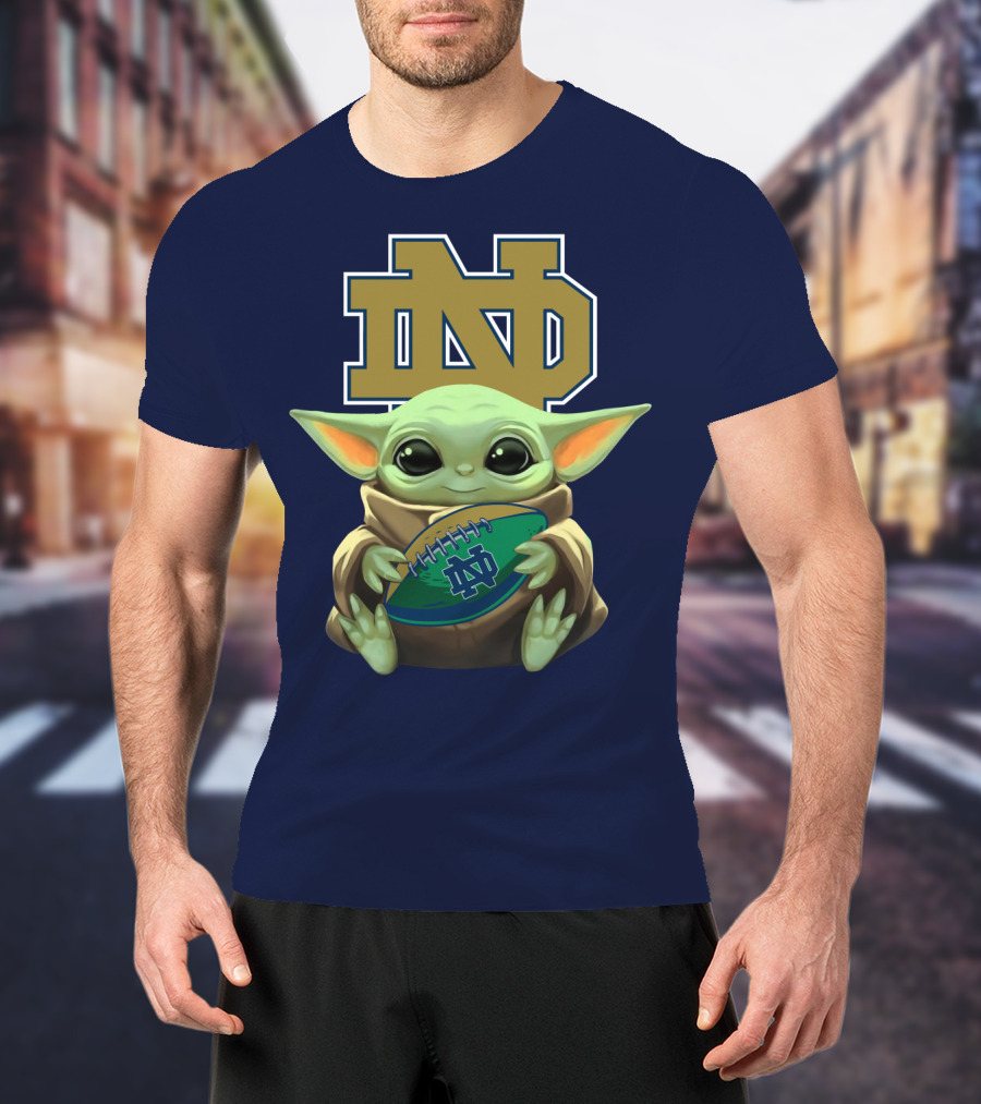 Baby Yoda Notre Dame Football Fan T-Shirt