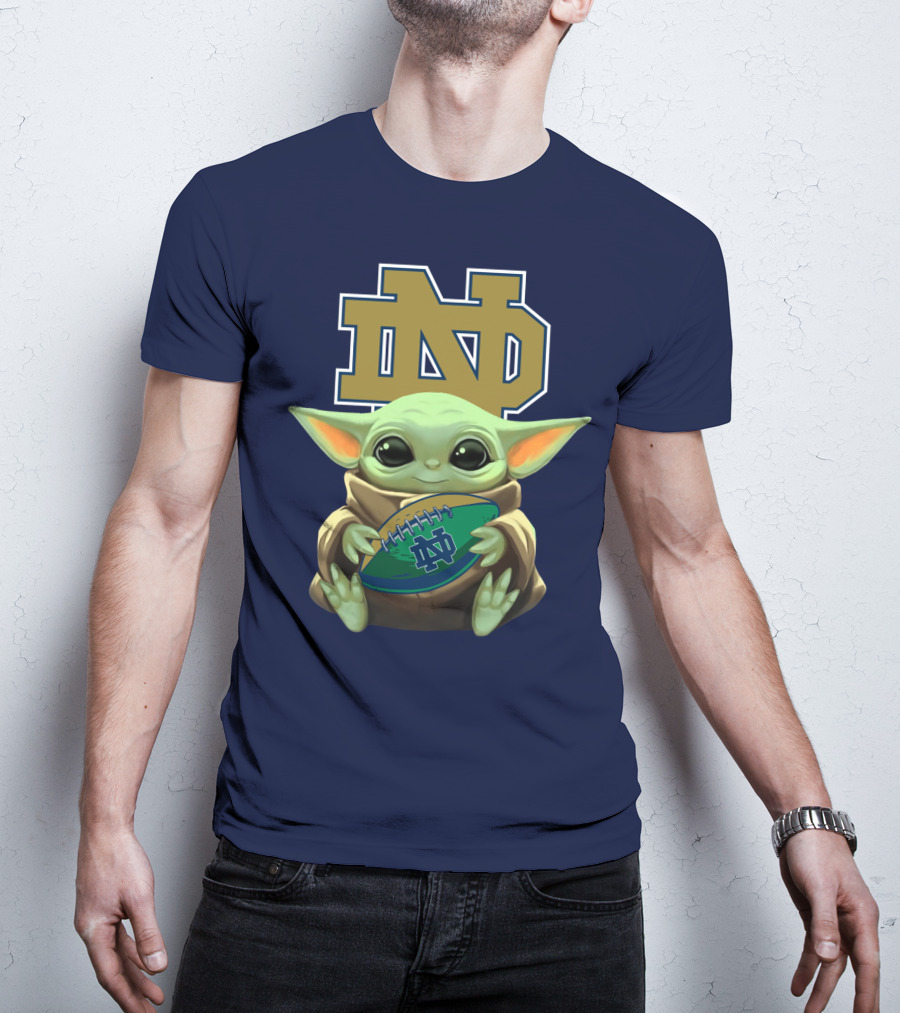 Baby Yoda Notre Dame Football Fan T-Shirt